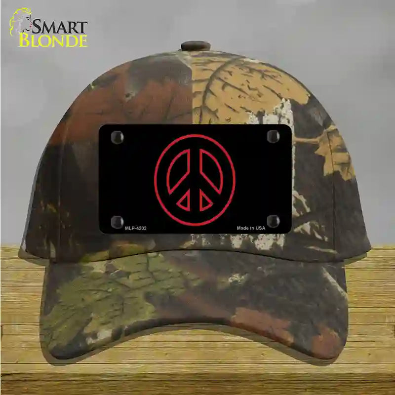 Red Peace Sign Novelty License Plate Hat Cotton / Camoflauge