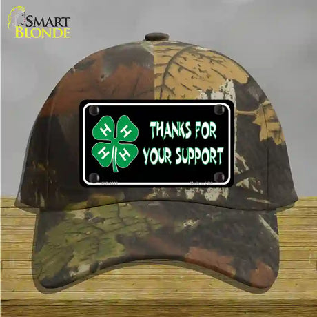 Thanks For Your Support 4-H Novelty License Plate Hat Cotton / Camoflauge