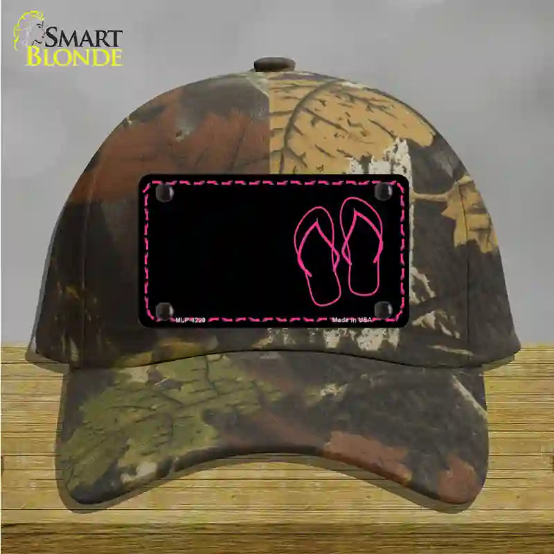 Flip Flops Pink Offset Novelty License Plate Hat Cotton / Camoflauge