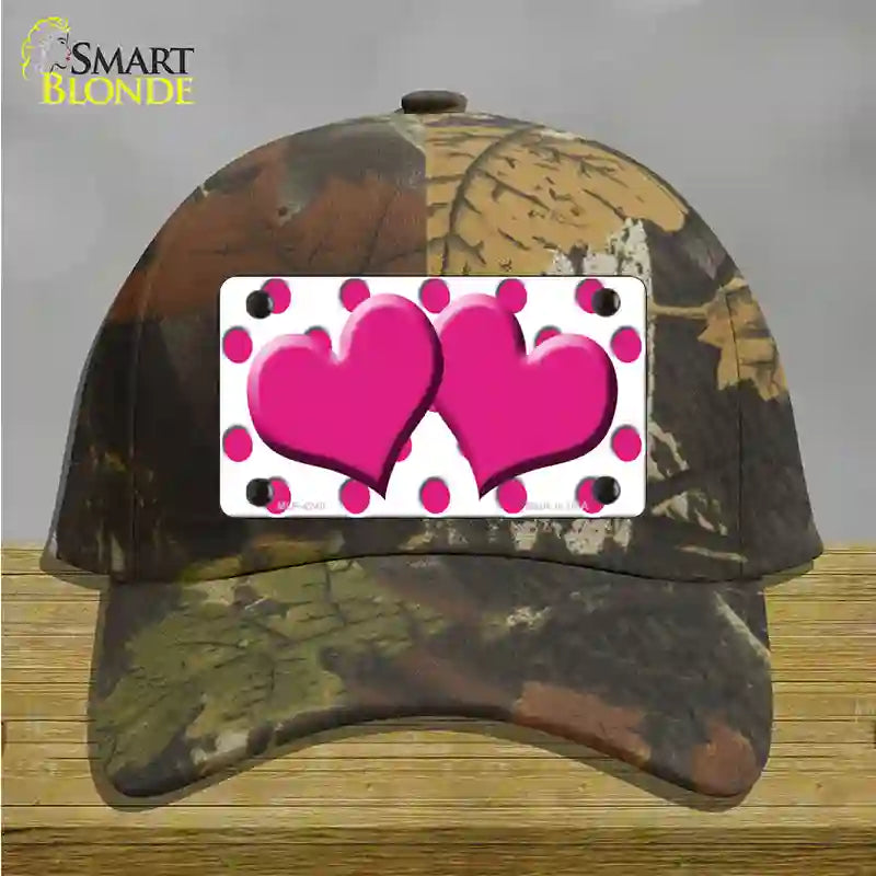 Hot Pink White Polka Dot Hot Pink Centered Hearts Novelty License Plate Hat Cotton / Camoflauge