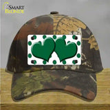 Green White Polka Dot Green Centered Hearts Novelty License Plate Hat Cotton / Camoflauge