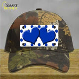 Blue White Polka Dot Blue Centered Hearts Novelty License Plate Hat Cotton / Camoflauge