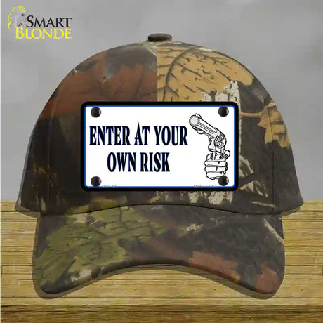 Enter At Own Risk Novelty License Plate Hat Cotton / Camoflauge