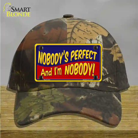 Nobodys Perfect Novelty License Plate Hat Cotton / Camoflauge