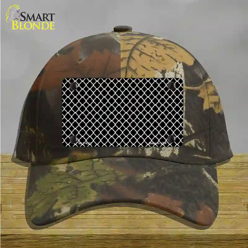 Black White Quatrefoil Novelty License Plate Hat Cotton / Camoflauge
