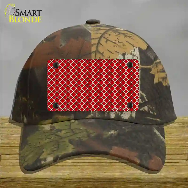 Red White Quatrefoil Novelty License Plate Hat Cotton / Camoflauge