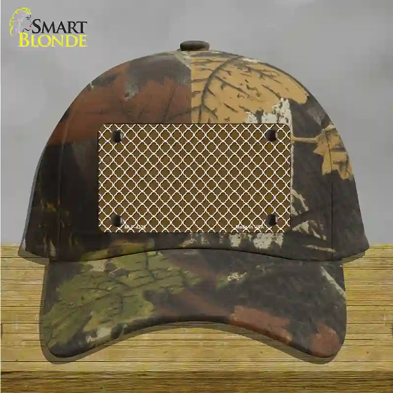 Brown White Quatrefoil Novelty License Plate Hat Cotton / Camoflauge