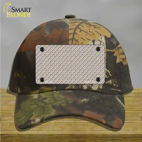 Tan White Quatrefoil Novelty License Plate Hat Cotton / Camoflauge