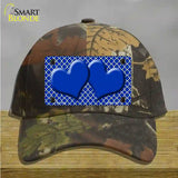 Blue White Quatrefoil Blue Center Hearts Novelty License Plate Hat Cotton / Camoflauge