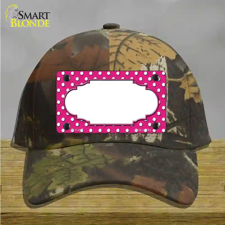 Scallop Pink White Polka Dot Novelty License Plate Hat Cotton / Camoflauge