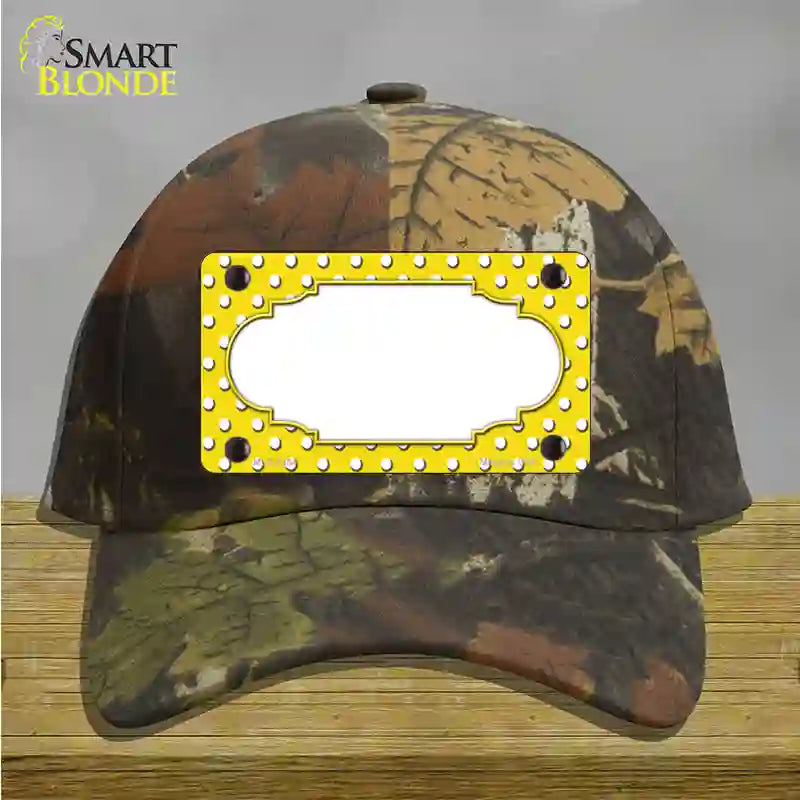 Scallop Yellow White Polka Dot Novelty License Plate Hat Cotton / Camoflauge