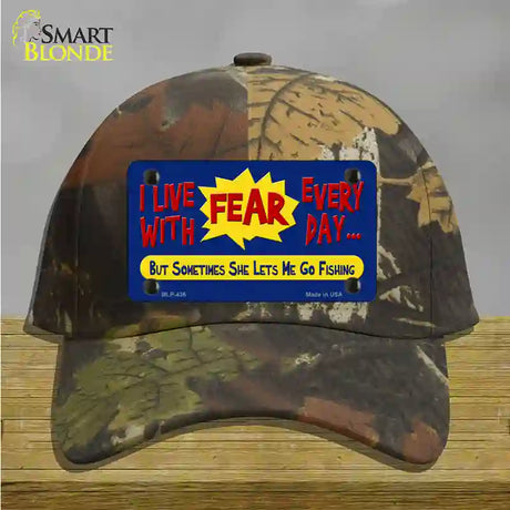 I Live With Fear Novelty License Plate Hat Cotton / Camoflauge