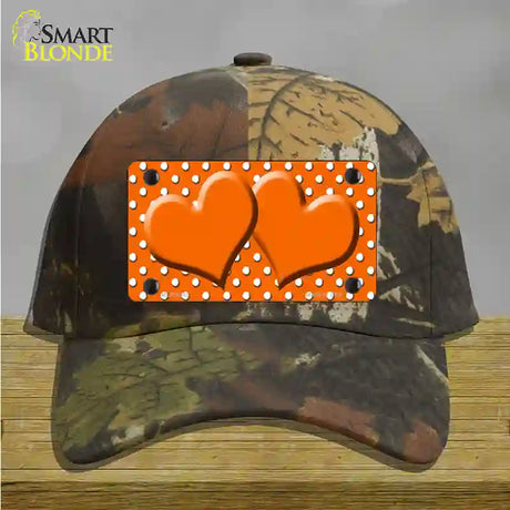 Orange White Polka Dot Center Hearts Novelty License Plate Hat Cotton / Camoflauge