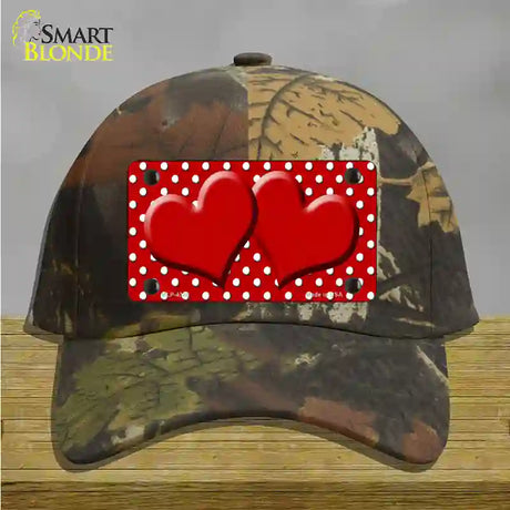 Red White Polka Dot Center Hearts Novelty License Plate Hat Cotton / Camoflauge