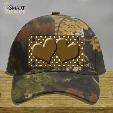 Brown White Polka Dot Center Hearts Novelty License Plate Hat Cotton / Camoflauge