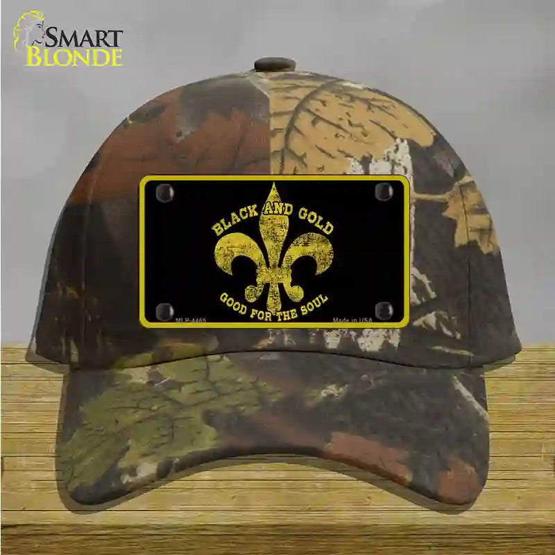 Saints Fleur De Lis Black Novelty License Plate Hat Cotton / Camoflauge