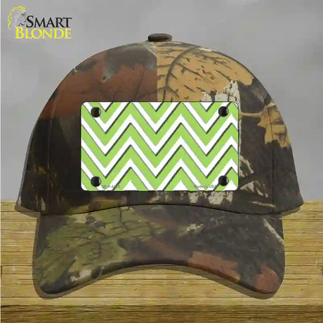 Lime Green White Large Chevron Novelty License Plate Hat Cotton / Camoflauge