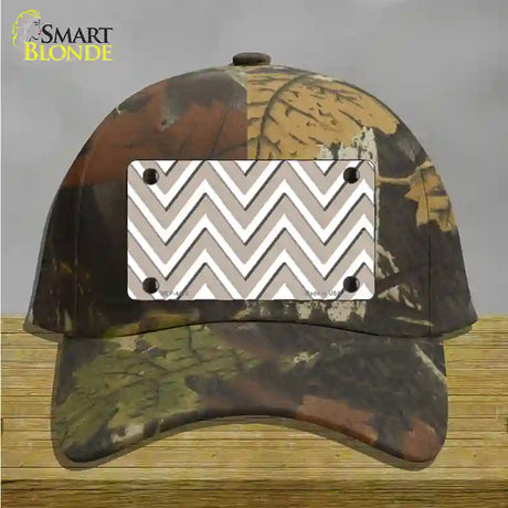 Tan White Large Chevron Novelty License Plate Hat Cotton / Camoflauge