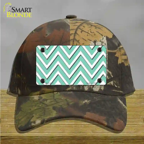 Mint White Large Chevron Novelty License Plate Hat Cotton / Camoflauge