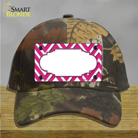 Pink White Chevon Center Scallop Novelty License Plate Hat Cotton / Camoflauge