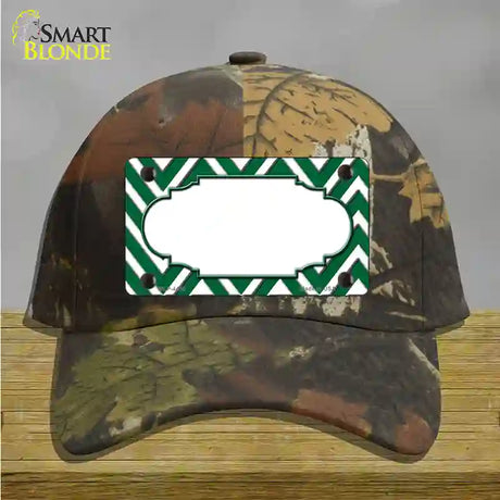 Green White Large Chevron Center Scallop Novelty License Plate Hat Cotton / Camoflauge