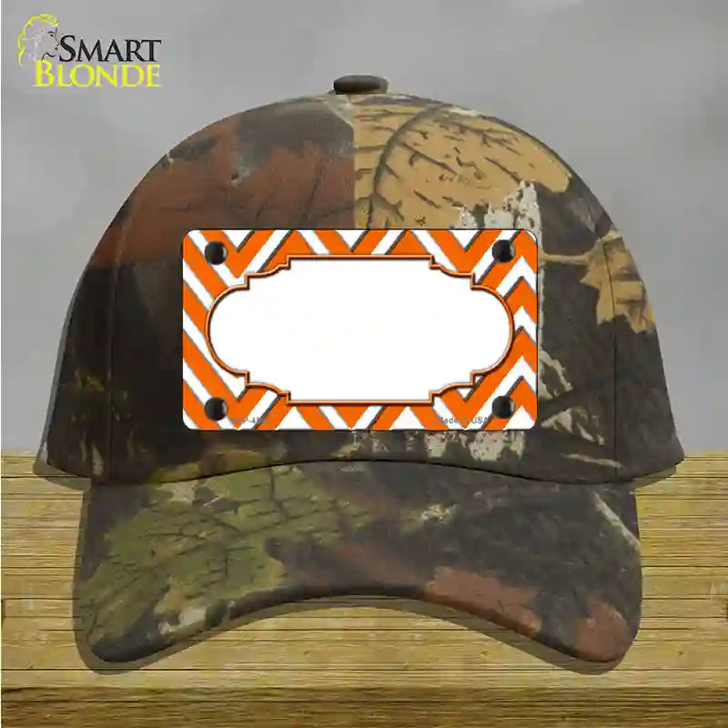 Orange White Large Chevron Center Scallop Novelty License Plate Hat Cotton / Camoflauge