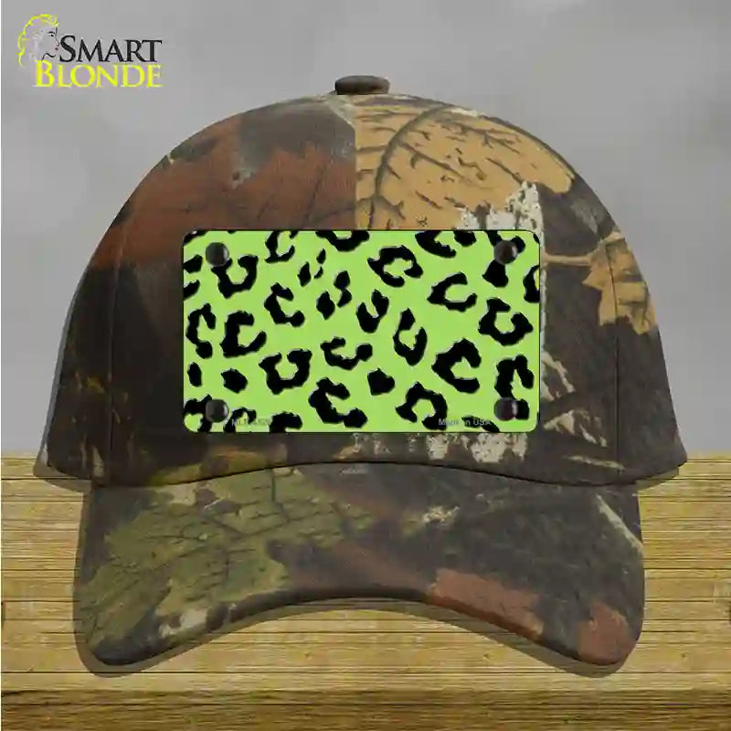 Lime Green Black Cheetah Novelty License Plate Hat Cotton / Camoflauge