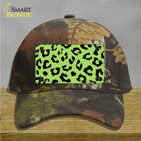 Lime Green Black Cheetah Novelty License Plate Hat Cotton / Camoflauge