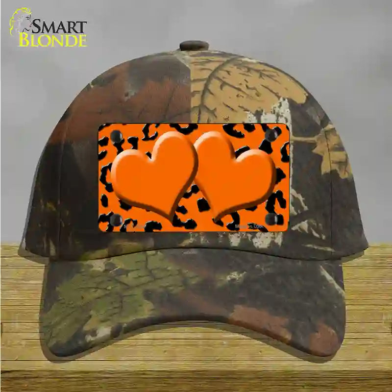 Orange Black Cheetah Orange Center Hearts Novelty License Plate Hat Cotton / Camoflauge