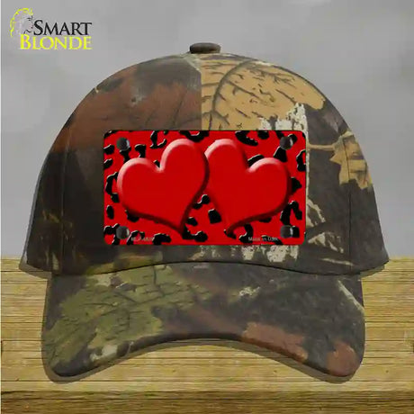 Red Black Cheetah Red Center Hearts Novelty License Plate Hat Cotton / Camoflauge