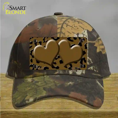 Brown Black Cheetah Brown Center Hearts Novelty License Plate Hat Cotton / Camoflauge