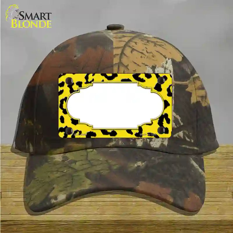 Yellow Black Cheetah Scallop Novelty License Plate Hat Cotton / Camoflauge