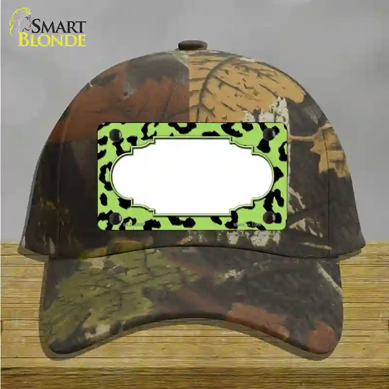 Lime Green Black Cheetah Scallop Novelty License Plate Hat Cotton / Camoflauge