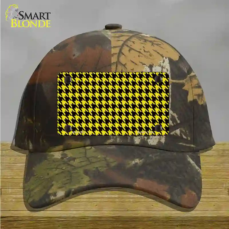 Yellow Black Houndstooth Novelty License Plate Hat Cotton / Camoflauge