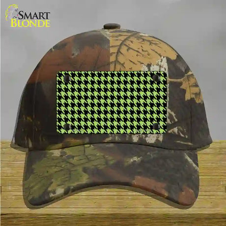 Lime Green Black Houndstooth Novelty License Plate Hat Cotton / Camoflauge