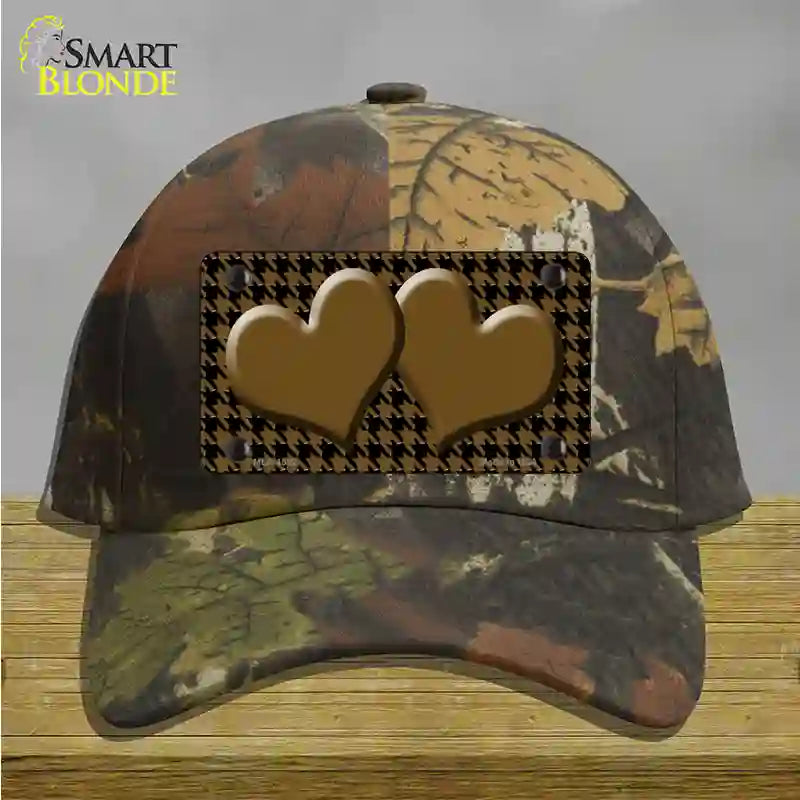 Brown Black Houndstooth Brown Center Hearts Novelty License Plate Hat Cotton / Camoflauge