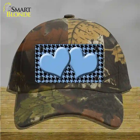 Light Blue Black Houndstooth Light Blue Center Hearts Novelty License Plate Hat Cotton / Camoflauge