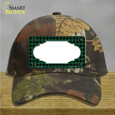 Green Black Houndstooth Scallop Center Novelty License Plate Hat Cotton / Camoflauge