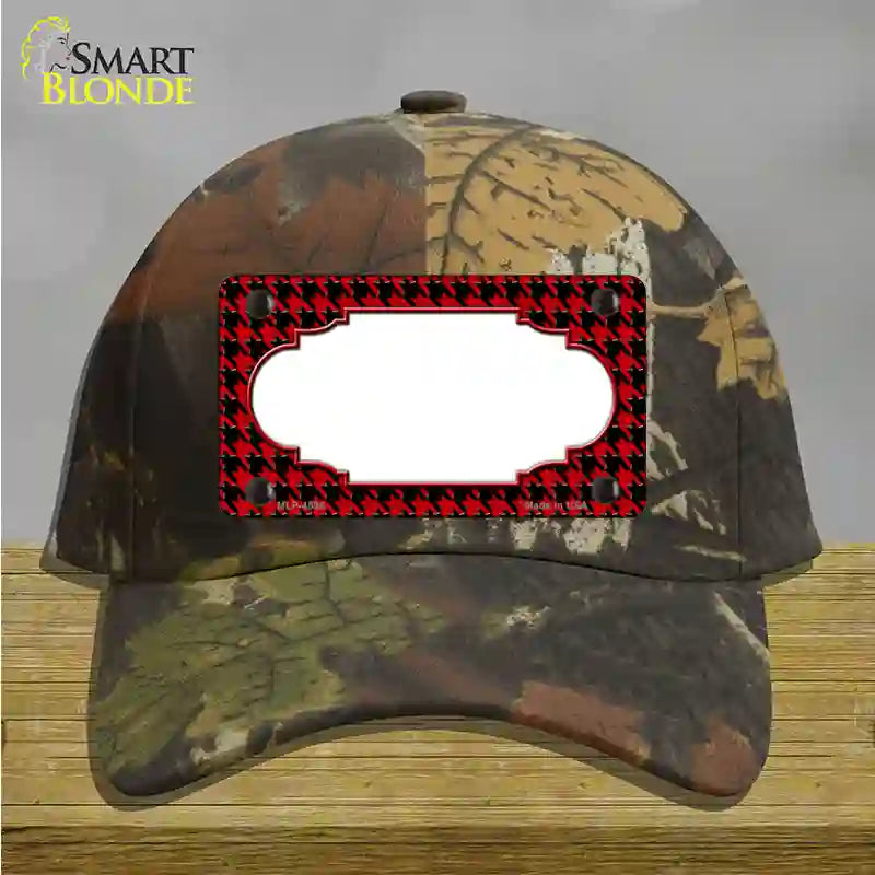 Red Black Houndstooth Scallop Center Novelty License Plate Hat Cotton / Camoflauge