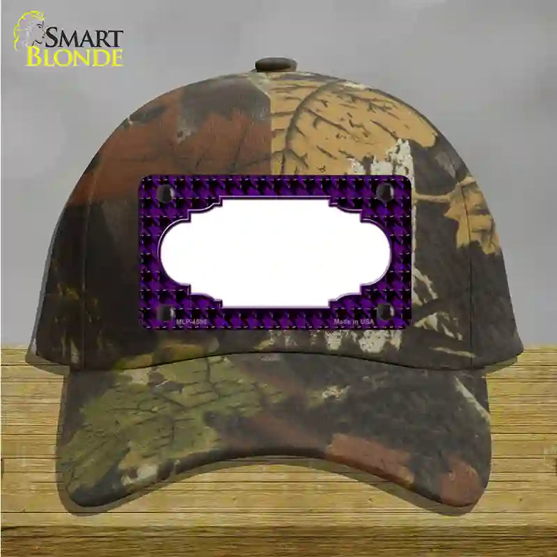 Purple Black Houndstooth Scallop Center Novelty License Plate Hat Cotton / Camoflauge