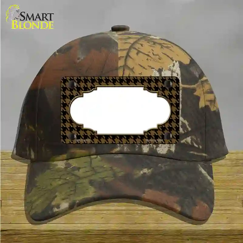 Brown Black Houndstooth Scallop Center Novelty License Plate Hat Cotton / Camoflauge