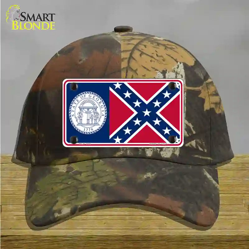 Georgia Confederate State Flag Novelty License Plate Hat Cotton / Camoflauge