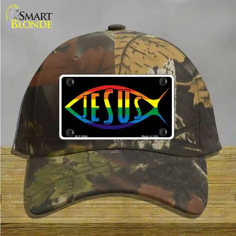 Jesus Fish Rainbow Novelty License Plate Hat Cotton / Camoflauge