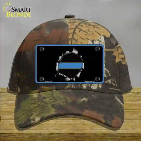 Thin Blue Line Bullet Hole Novelty License Plate Hat Cotton / Camoflauge