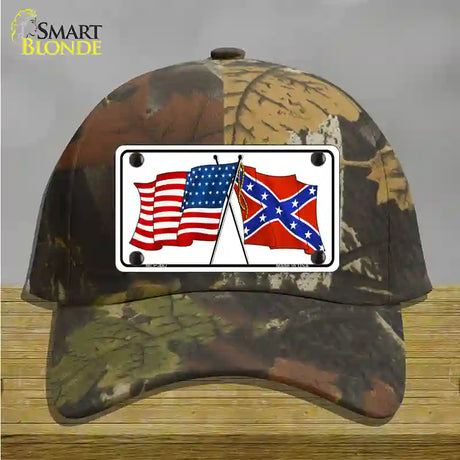 Confederate USA Crossed Flags Novelty License Plate Hat Cotton / Camoflauge