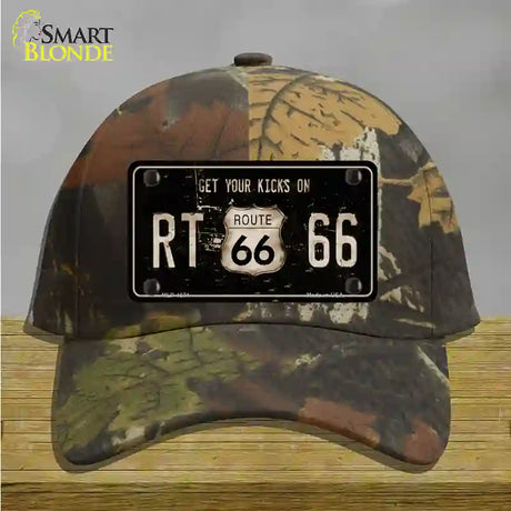 Route 66 Get Your Kicks Novelty License Plate Hat Cotton / Camoflauge