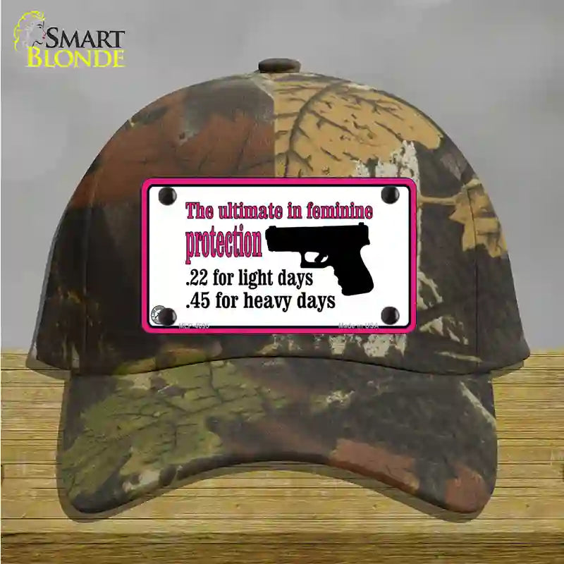 Feminine Protection Novelty License Plate Hat Cotton / Camoflauge