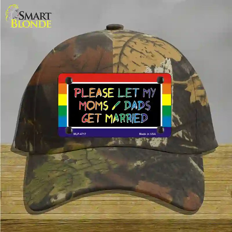 Please Let My Moms And Dads Novelty License Plate Hat Cotton / Camoflauge