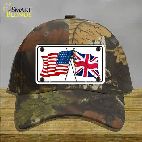 United States Britain Crossed Flags Novelty License Plate Hat Cotton / Camoflauge