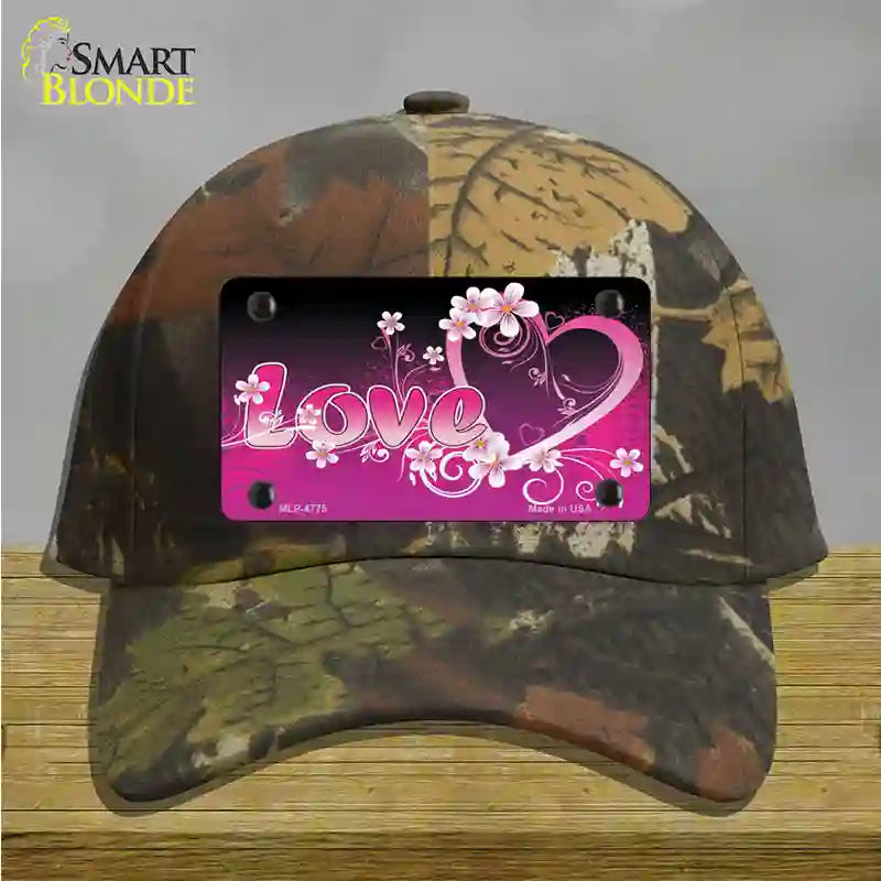 Love Heart And Flowers Novelty License Plate Hat Cotton / Camoflauge